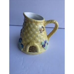 Vintage Beehive Creamer Pitcher Basket-Weave Textured